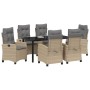 Conjunto de Comedor de Jardín 7 pcs Beige ratán sintético