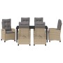 Conjunto de Comedor de Jardín 7 pcs Beige ratán sintético