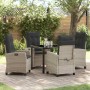 Conjunto de Comedor de Jardín 5 pcs Gris Claro ratán sintético