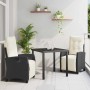 Conjunto de Comedor de Jardín 3 pcs Negro ratán sintético