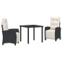 Conjunto de Comedor de Jardín 3 pcs Negro ratán sintético