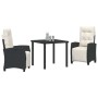 Conjunto de Comedor de Jardín 3 pcs Negro ratán sintético