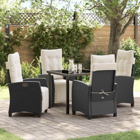 Conjunto de Comedor de Jardín 5 pcs Negro ratán sintético