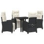 Conjunto de Comedor de Jardín 5 pcs Negro ratán sintético