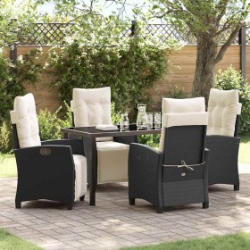 Conjunto de Comedor de Jardín 5 pcs Negro ratán sintético