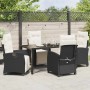 Conjunto de Comedor de Jardín 5 pcs Negro ratán sintético