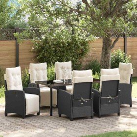 Conjunto de Comedor de Jardín 7 pcs Negro ratán sintético