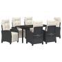 Conjunto de Comedor de Jardín 7 pcs Negro ratán sintético