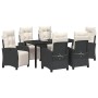Conjunto de Comedor de Jardín 7 pcs Negro ratán sintético