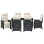 Conjunto de Comedor de Jardín 7 pcs Negro ratán sintético