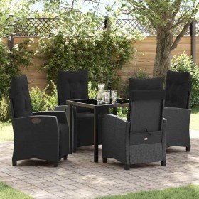Conjunto de Comedor de Jardín 5 pcs Negro ratán sintético