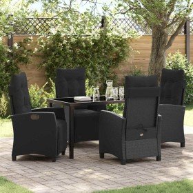 Conjunto de Comedor de Jardín 5 pcs Negro ratán sintético