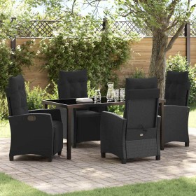 Conjunto de Comedor de Jardín 5 pcs Negro ratán sintético