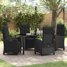 Conjunto de Comedor de Jardín 5 pcs Negro ratán sintético