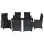 Conjunto de Comedor de Jardín 7 pcs Negro ratán sintético
