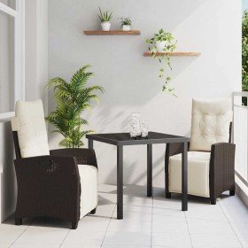 Conjunto de Comedor de Jardín 3 pcs Marrón ratán sintético