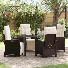 Conjunto de Comedor de Jardín 5 pcs Marrón ratán sintético