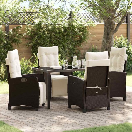 Conjunto de Comedor de Jardín 5 pcs Marrón ratán sintético