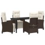 Conjunto de Comedor de Jardín 5 pcs Marrón ratán sintético