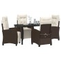 Conjunto de Comedor de Jardín 5 pcs Marrón ratán sintético
