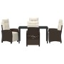 Conjunto de Comedor de Jardín 5 pcs Marrón ratán sintético