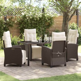 Conjunto de Comedor de Jardín 5 pcs Marrón ratán sintético