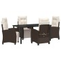 Conjunto de Comedor de Jardín 5 pcs Marrón ratán sintético