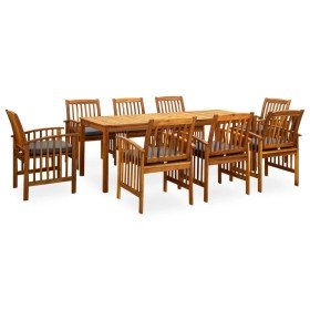 Set comedor de jardín 9 pzas y cojines madera maciza de acacia Set comedor de jardín 9 pzas y cojines madera maciza de acacia