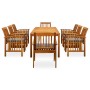 Set comedor de jardín 9 pzas y cojines madera maciza de acacia