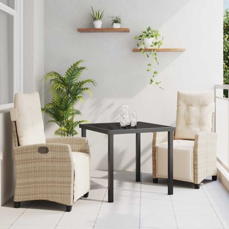 Conjunto de Comedor de Jardín 3 pcs Beige ratán sintético