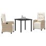 Conjunto de Comedor de Jardín 3 pcs Beige ratán sintético
