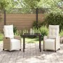 Conjunto de Comedor de Jardín 3 pcs Beige ratán sintético