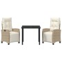 Conjunto de Comedor de Jardín 3 pcs Beige ratán sintético