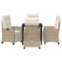 Conjunto de Comedor de Jardín 5 pcs Beige ratán sintético