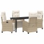 Conjunto de Comedor de Jardín 5 pcs Beige ratán sintético