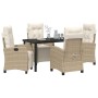 Conjunto de Comedor de Jardín 5 pcs Beige ratán sintético