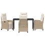 Conjunto de Comedor de Jardín 5 pcs Beige ratán sintético