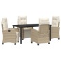 Conjunto de Comedor de Jardín 5 pcs Beige ratán sintético