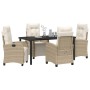 Conjunto de Comedor de Jardín 5 pcs Beige ratán sintético