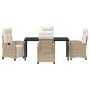 Conjunto de Comedor de Jardín 5 pcs Beige ratán sintético