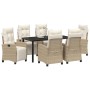 Conjunto de Comedor de Jardín 7 pcs Beige ratán sintético