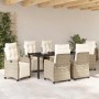 Conjunto de Comedor de Jardín 7 pcs Beige ratán sintético
