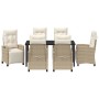 Conjunto de Comedor de Jardín 7 pcs Beige ratán sintético