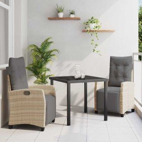 Conjunto de Comedor de Jardín 3 pcs Beige ratán sintético