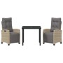 Conjunto de Comedor de Jardín 3 pcs Beige ratán sintético
