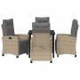 Conjunto de Comedor de Jardín 5 pcs Beige ratán sintético