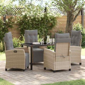 Conjunto de Comedor de Jardín 5 pcs Beige ratán sintético