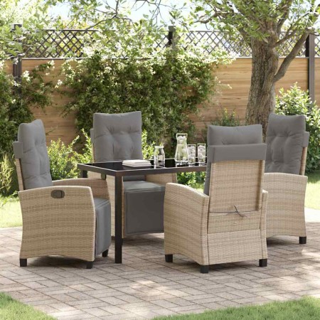 Conjunto de Comedor de Jardín 5 pcs Beige ratán sintético
