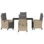 Conjunto de Comedor de Jardín 5 pcs Beige ratán sintético