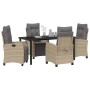 Conjunto de Comedor de Jardín 5 pcs Beige ratán sintético